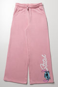 Stitch Wide Leg Trackpants Pink