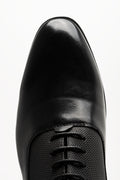 Embossed Panel Lace Up Shoes Black (4)