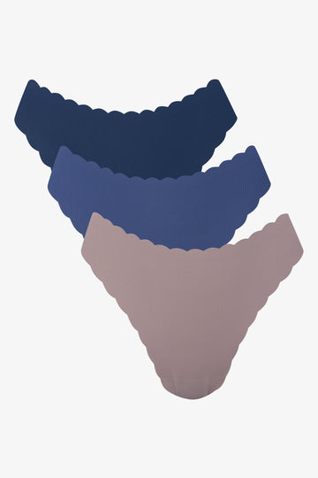 3 Pack Thongs Blue And Natural
