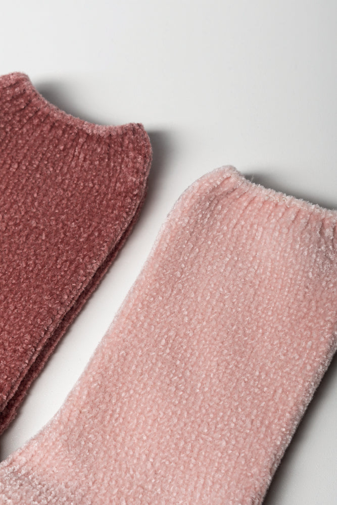 2 Pack Chenille Socks Pink And Burgundy (1)