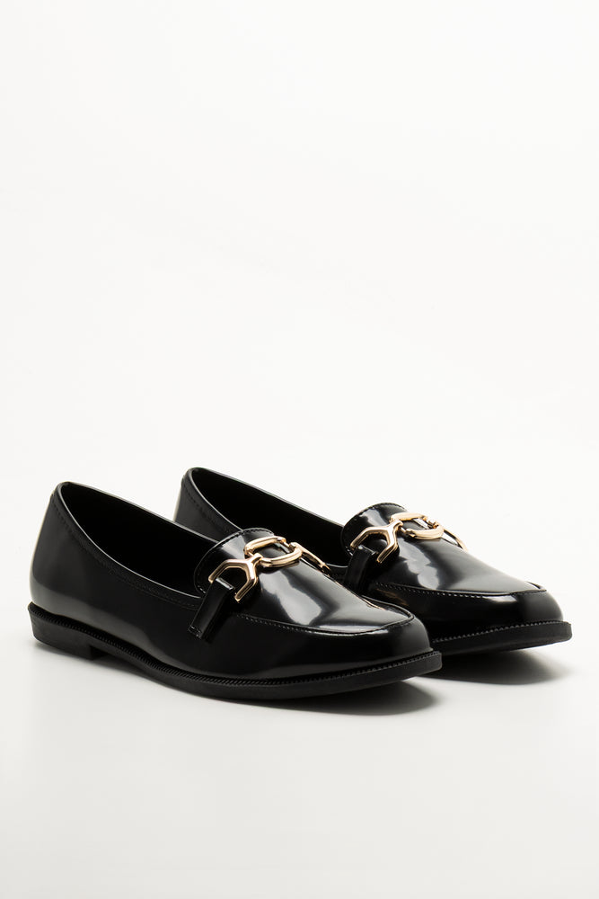 Gold Trim Loafers Black