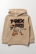T-Rex Printed Hoodie Stone