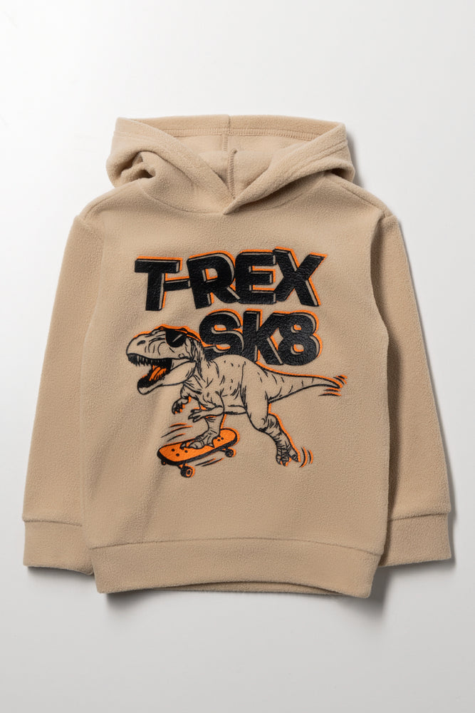 T-Rex Printed Hoodie Stone