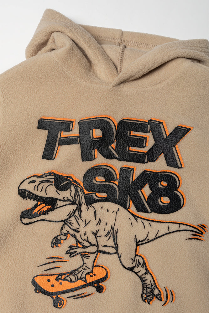 T-Rex Printed Hoodie Stone (1)