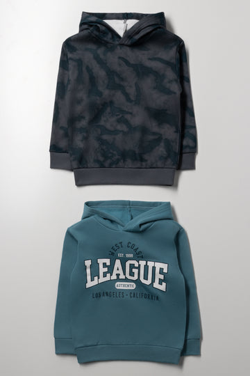 2 Pack Hooded Tracktops Charcoal And Blue