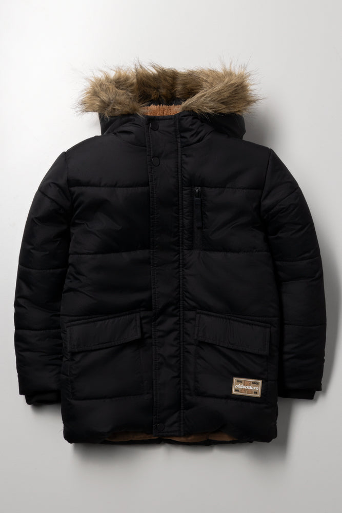 Hooded Puffer Coat Black