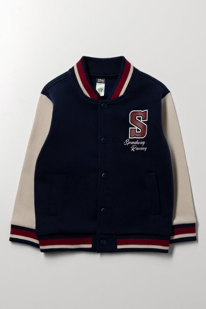 Fleece Baseball Jacket Navy