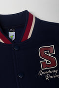 Fleece Baseball Jacket Navy (1)