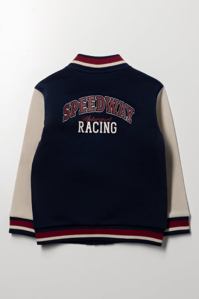 Fleece Baseball Jacket Navy (2)