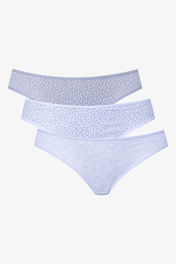 3 Pack Animal Print Bikini Panties Grey
