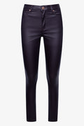 Coated Skinny Denim Jeans Dark Brown