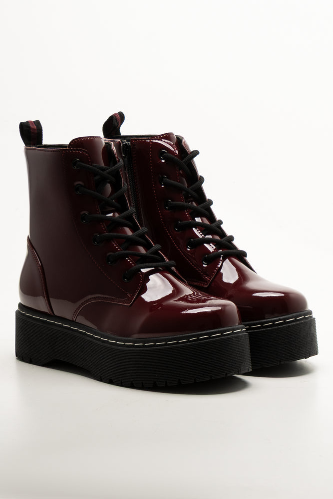 Combat Boots Burgundy