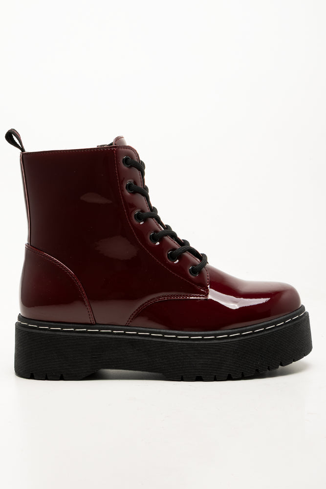 Combat Boots Burgundy (1)