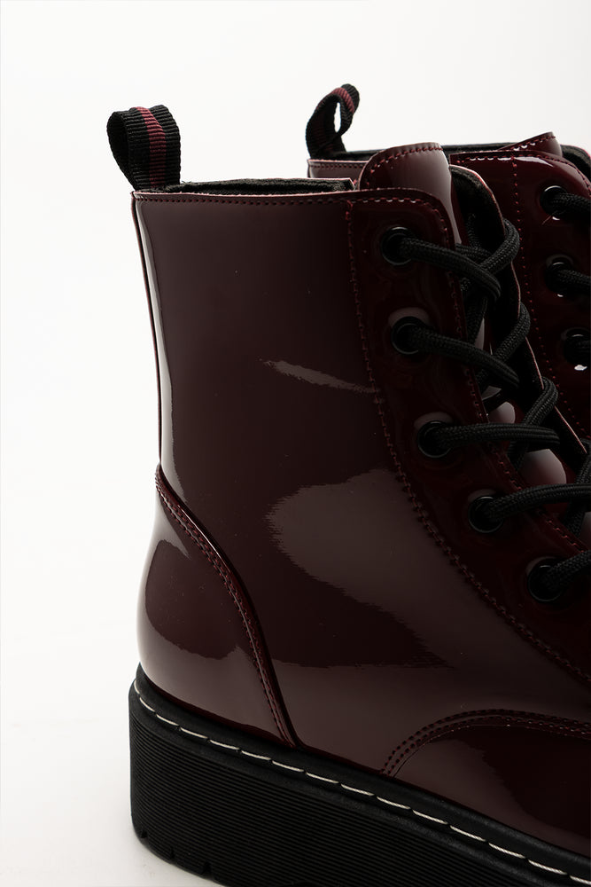 Combat Boots Burgundy (3)
