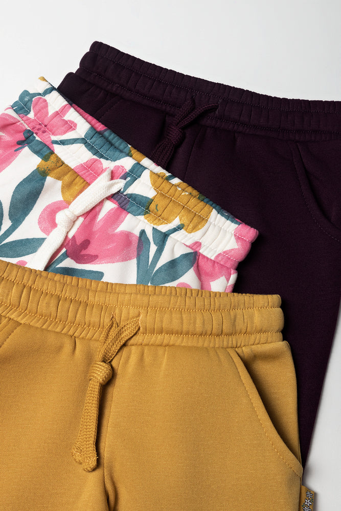 3 Pack Flower Trackpants Burgundy And Yellow (1)