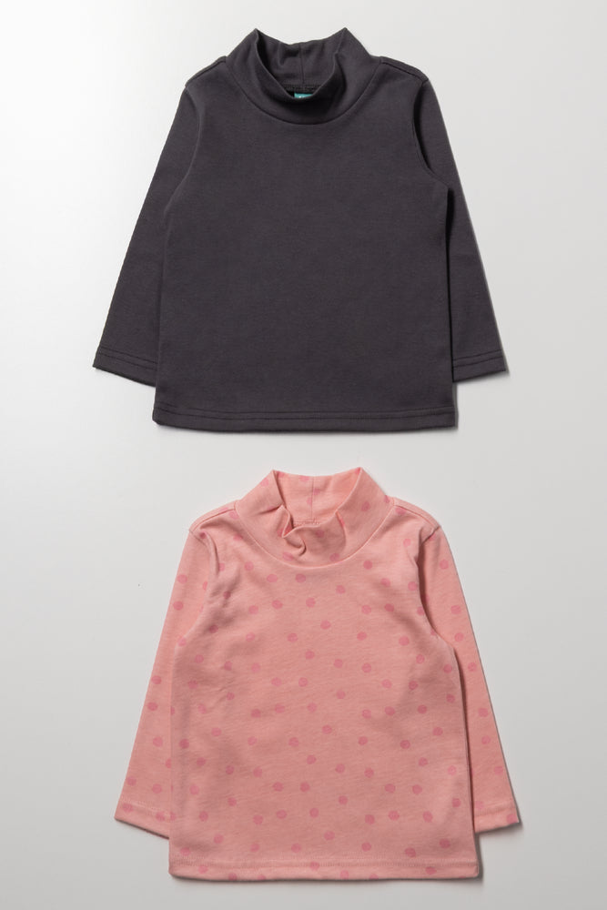 2 Pack Turtle Neck T-Shirts Brown And Pink