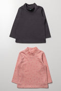 2 Pack Turtle Neck T-Shirts Brown And Pink