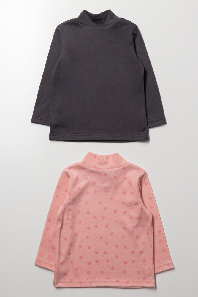 2 Pack Turtle Neck T-Shirts Brown And Pink (2)