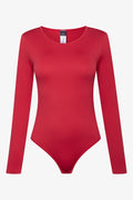 Rib Seamless Long Sleeve Bodysuit Red