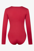 Rib Seamless Long Sleeve Bodysuit Red (1)