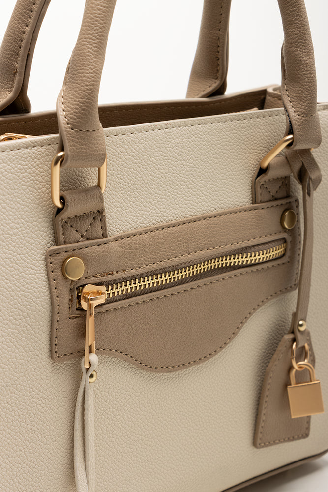 Mini Handbag With Pocket Detail Natural (3)
