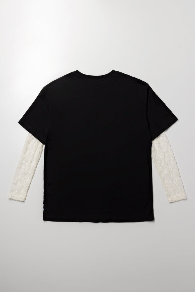 Oversized Lace Detail Top Black (2)