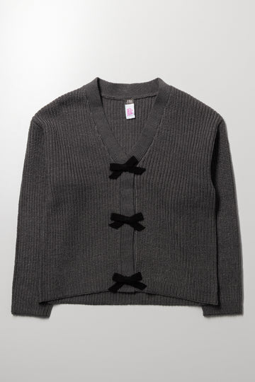 Bow Cardigan Dark Grey