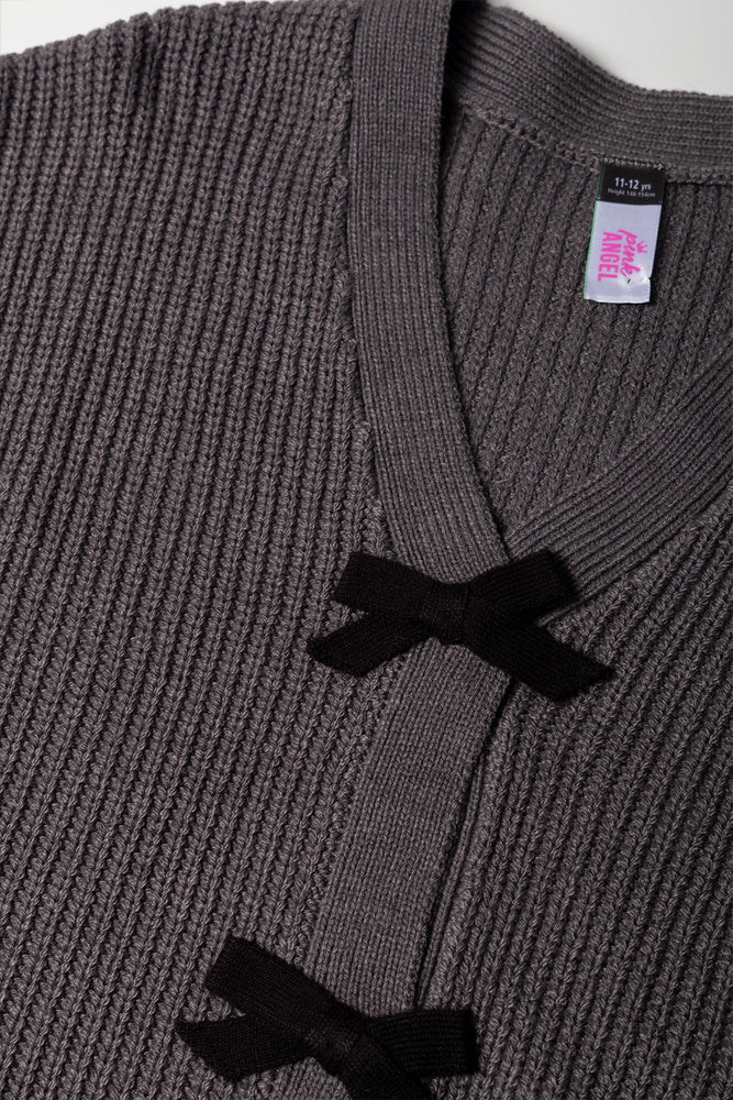 Bow Cardigan Dark Grey (1)