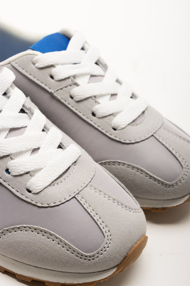 Retro Lace Up Trainers Grey (2)