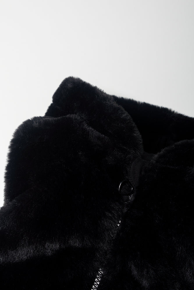 Fur Sleeveless Jacket Black (1)