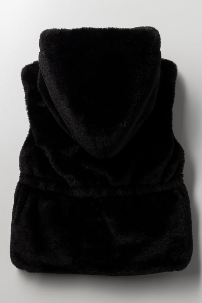 Fur Sleeveless Jacket Black (2)