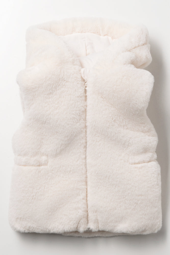 Fur Sleeveless Jacket Cream