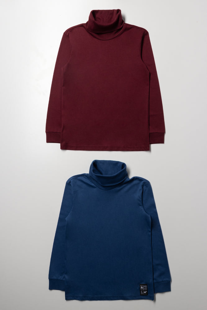 2 Pack Polonecks Burgundy & Navy