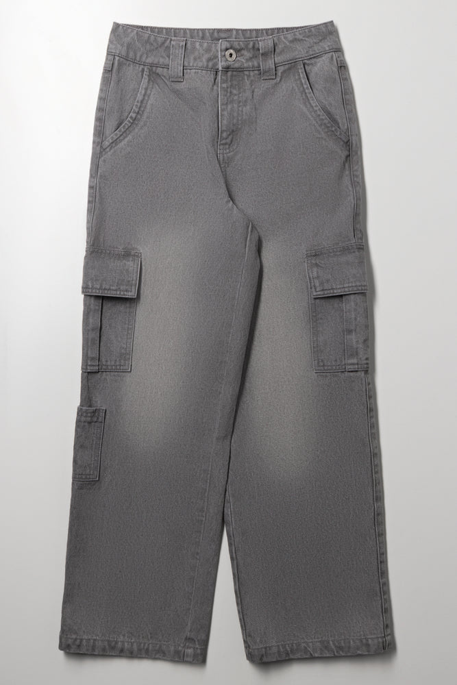 Baggy Cargo Denim Jeans Grey