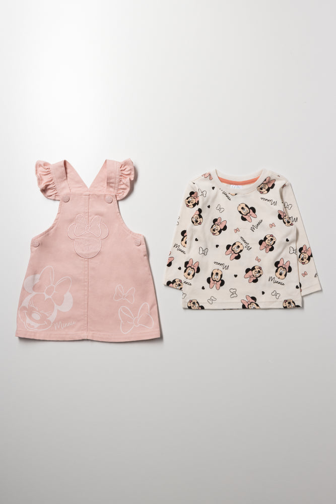 Minnie Mouse Pinafore Dress Set Pink (2)