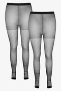 2 Pack Silky Jacquard Print Hosiery Black