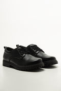 Boys Black Leather School Shoes