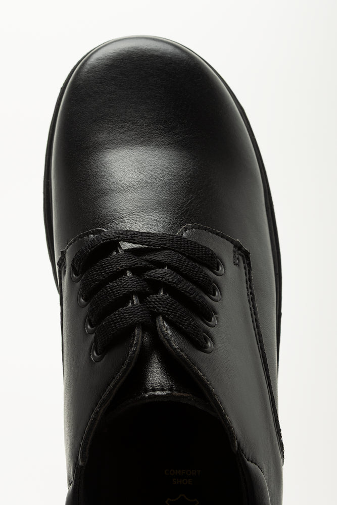 Boys Black Leather School Shoes (4)