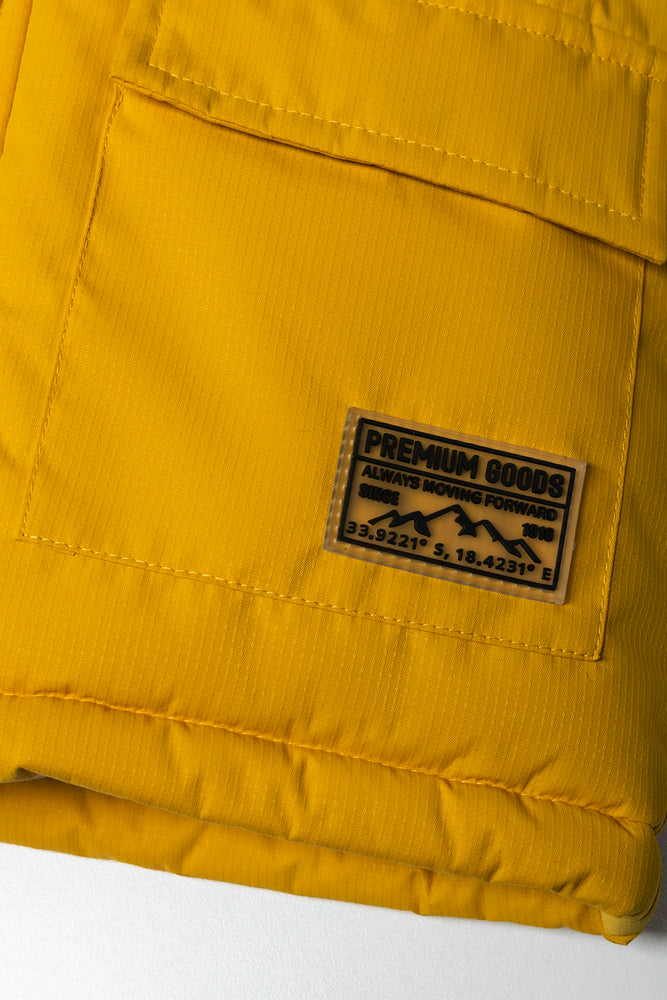 Hooded Textured Parka Jacket Yellow (1)