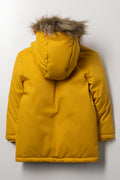 Hooded Textured Parka Jacket Yellow (2)