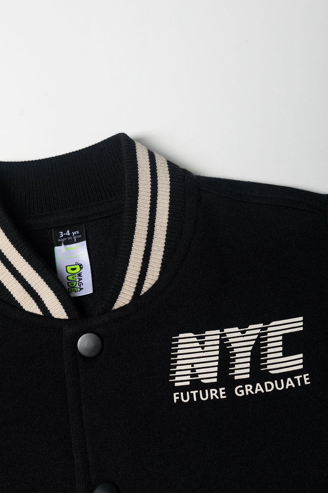 Fleece Baseball Jacket Black (1)