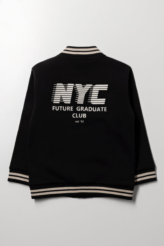 Fleece Baseball Jacket Black (2)