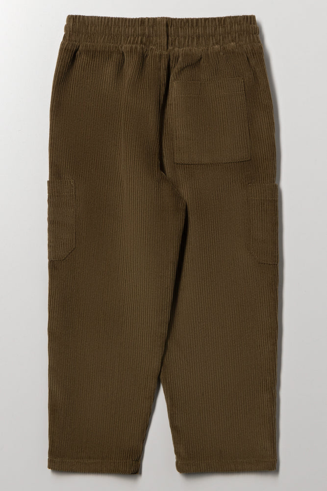 Corduroy Cargo Jogger Pants Green (2)