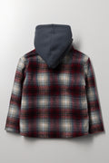 Check Melton Hooded Shacket Burgundy (2)