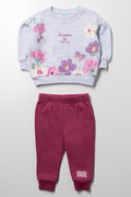 Floral Crew Neck Tracksuit Pink