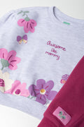 Floral Crew Neck Tracksuit Pink (1)