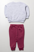 Floral Crew Neck Tracksuit Pink (2)