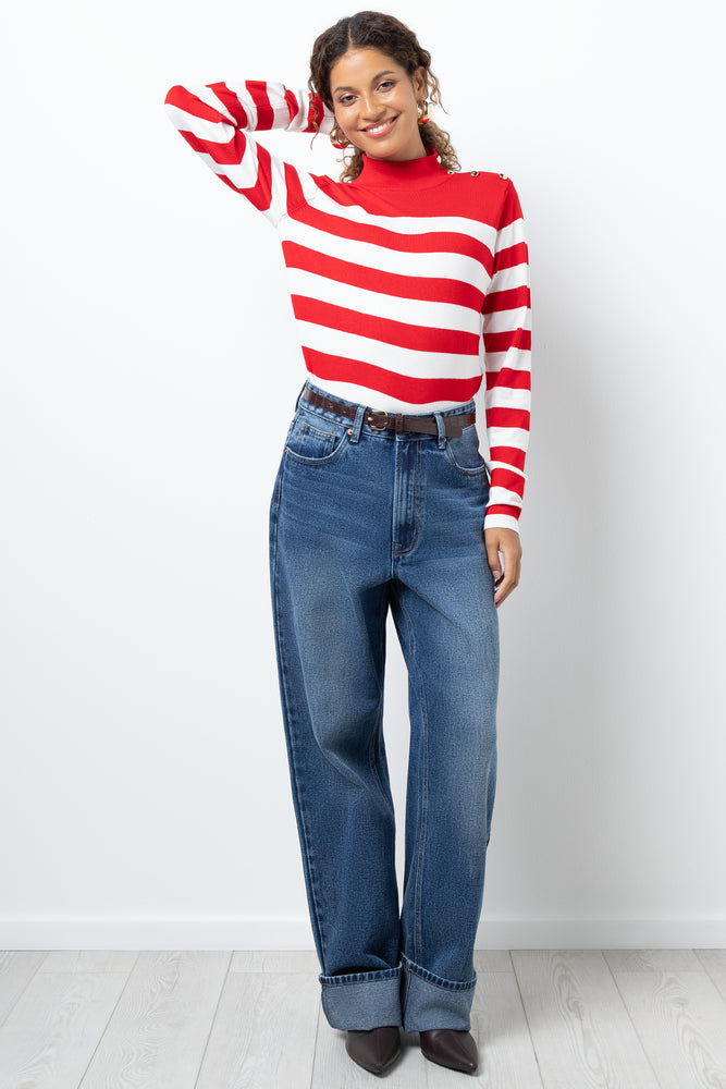 Relaxed Straight Leg Denim Jeans