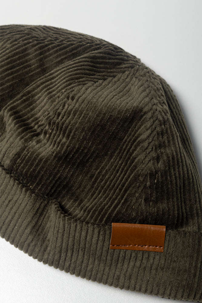 Corduroy Docker Hat Green (1)