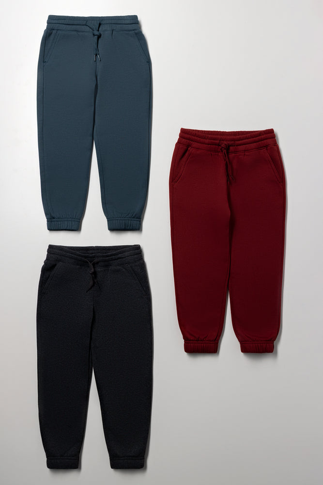 3 Pack Trackpants Indingo, Charcoal & Burgundy
